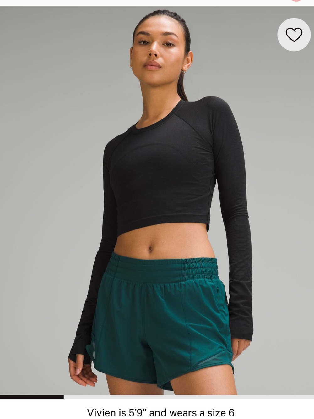 Lululemon Swiftly Long Sleeve Running Shirt Cropped SIZE 2